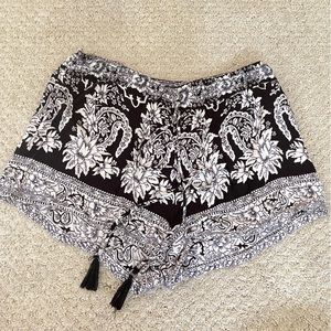 Black & White Flowy Shorts